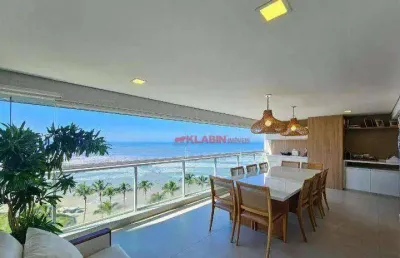 Cobertura duplex com vista esplendorosa para o mar e pé na areia com 347m² de área útil - 4 suítes com 3 vagas - módulo 03 riviera - lazer completo