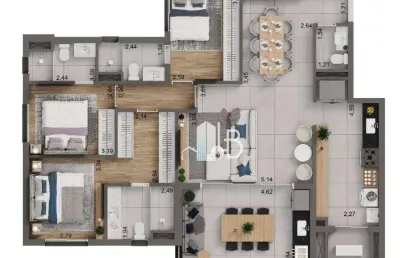 Apartamento com 3 dormitórios à venda, 120 m² por r$ 968.912,74 - jardim karaíba - uberlândia/mg