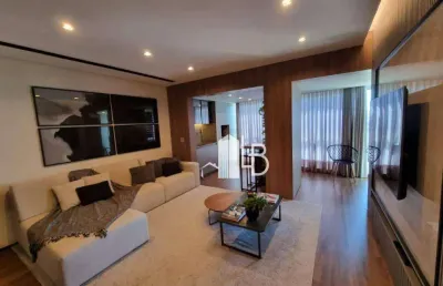 Apartamento com dois quartos e varanda gourmet completa.