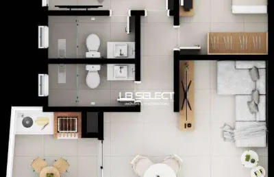 Apartamento com dois quartos, uma suite e área gourmet.