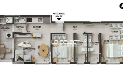 Apartamento no parque una com dois quartos, suíte e varanda gourmet.