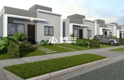 Casa solta medindo 48.77m², com 2 quartos dentro de condomínio fechado, com laze