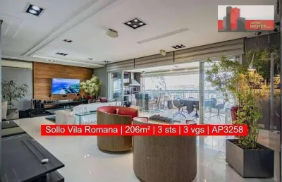 Apartamento r. fábia, 517 - vila romana, 206m², 3 sts, 3 vgs, ed. sollo