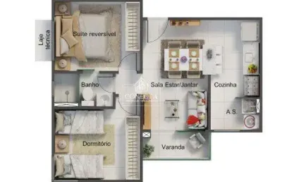 Apartamento com 2 quartos à venda no Grand Ville, Uberlândia 