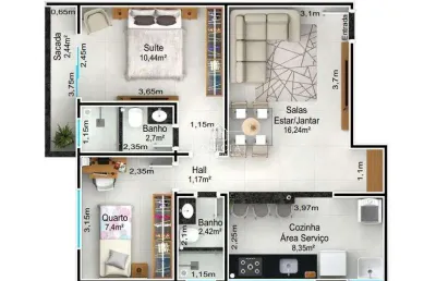 Apartamento com 2 quartos à venda no Santa Mônica, Uberlândia 