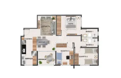 Apartamento com 3 quartos à venda no Granja Marileusa, Uberlândia 