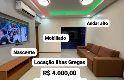 Cond ilhas gregas, 96m2, climatizado e mobiliado, 2 quartos sendo 1 suíte, andar alto