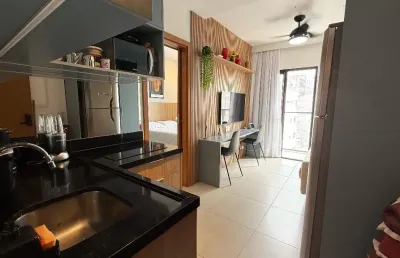 Barra - porto privilege - vista mar - 1/4 e sala - mobiliado - 30 m² - armários embutidos