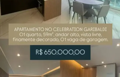 Apartamento à venda no celebration garibaldi - vista livre - 59 m² - andar alto - 1 quarto suíte