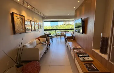 Alphaville - apartamento mobiliado para aluguel - 2/4 - 1 suíte com closet - 90 m² - fechamento reiki - 2 vaga