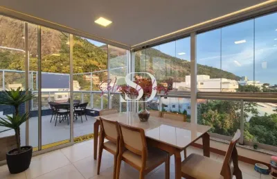 Cobertura linear à venda, mobiliada com 158m², 3 quartos sendo 1 suíte, varanda gourmet, piscina e 2 vagas.