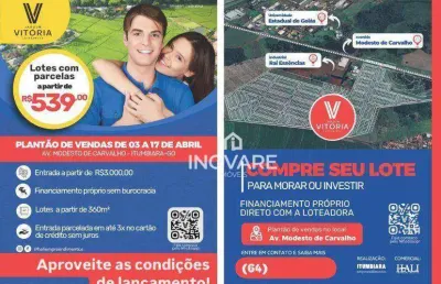 Terreno à venda, 360 m² por r$ 3.000,00 - jardim vitória - itumbiara/go