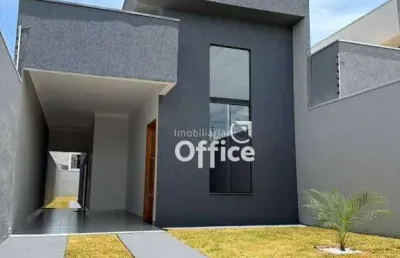 Casa com 3 quartos, jardim e pé direito duplo  à venda, lote 189 m² por r$ 375.000 - residencial cerejeiras - anápolis/go
