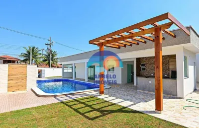 Casa nova em 2 lotes a 100 metros do mar com 4 quartos à venda, 205 m² - parque balneário oásis - peruíbe/sp