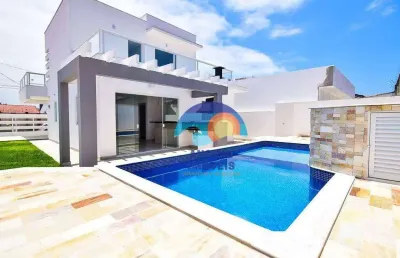 Belíssimo sobrado a 200 metros do mar com 4 dormitórios à venda, 158 m² - jardim icaraíba - peruíbe/sp