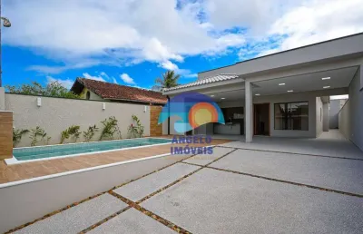 Linda casa na praia com 3 dormitórios à venda, 150 m² por r$ 990.000 - peruíbe/sp