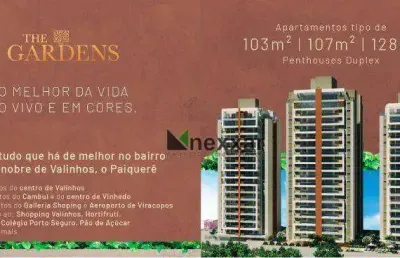 Apartamento com 3 dormitórios à venda de 103m² a 128 m² - jardim paiquerê - valinhos/sp
