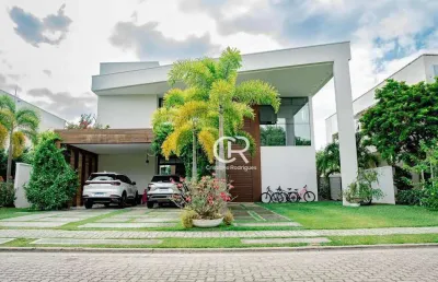 Casa duplex com 4 suítes, deck gourmet privativo, piscina, sala de cinema, à venda - alphaville fortaleza - eusébio/ce