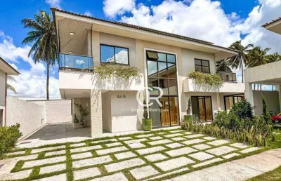 Casa em condomínio com lote conjugado, projetado, com energia solar, deck privativo à venda - lagoinha - eusébio/ce