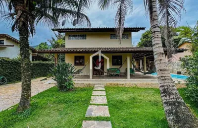Casa em condomínio fechado com 5 quartos à venda na praia do itamambuca, ubatuba  por r$ 2.700.000
