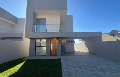Sobrado novo com 3 dormitórios, 1 suíte, 92 m² no jardim paulista - campina grande do sul/pr
