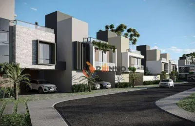 Casa nova em condomínio com 3 suítes em santa felicidade.