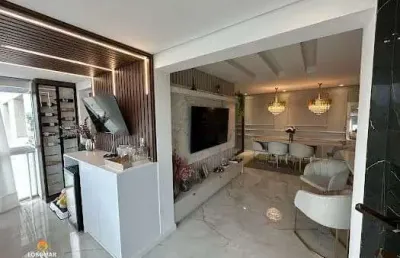 Apartamento mobiliado com vista mar, com 3 dormitórios à venda, 91 m² por r$ 1.1