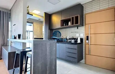 Apartamento 1 dormitório com suíte e varanda gourmet