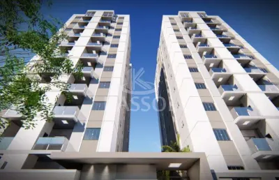 Apartamento com 02 quartos, sacada com churrasqueira, sala e cozinha integrada e banheiro social.