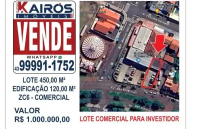 Lote comercial - investidor ao lado do supermercado norte na avenida das américas