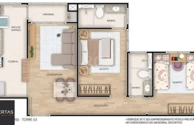 Apartamento para venda - 56.77m², 2 dormitórios, sendo 1 suites, 1 vaga - camaquã