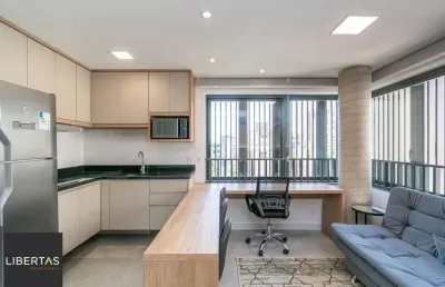 Loft de alto padrão construtivo no bairro moinhos de vento, planta de 29,60 m2 privativos com porcelanato, forro em gesso e aberturas em alumínio com vidros duplos.
