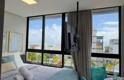 Flat com vista mar e todo mobiliado na praia do jardim oceania