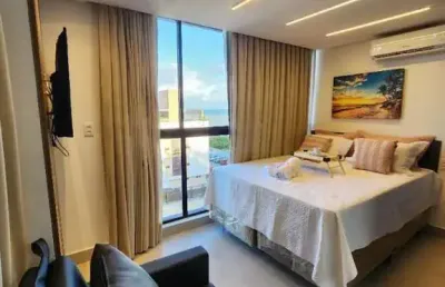 Flat todo mobiliado com 24m² e vista para o mar na praia do jardim oceania