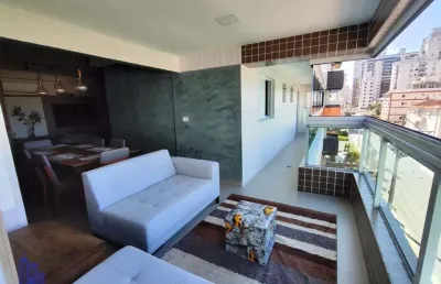Excelente apartamento mobiliado com 118 m²/3 suites/2 vagas/ varanda gormet á venda no boqueirão, praia grande