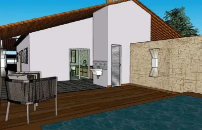 Casa com 2 quartos, piscina e área gourmet em itanhaém.