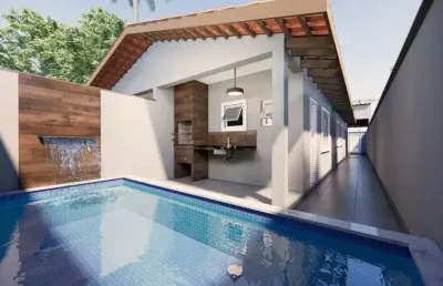 Casa com 2 quartos, piscina e área gourmet em itanhaém.