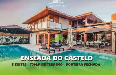 Mansão de luxo à venda, enseada do castelo, praia do forte 618m², 5 suítes, piscina, área gourmet, porteira fechada r$ 9.150.000,00