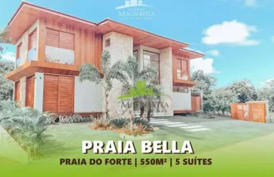Casa de luxo à venda em praia do forte, 550m², 5 suítes, porteira fechada, piscina borda infinita, localização privilegiada, r$ 5.777.000,00
