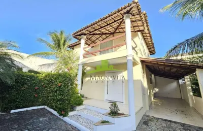Linda casa à venda em buraquinho, portão do sol, 150m², 3/4, 1 suíte, varanda, jardim, condomínio exclusivo com piscina e churrasqueira