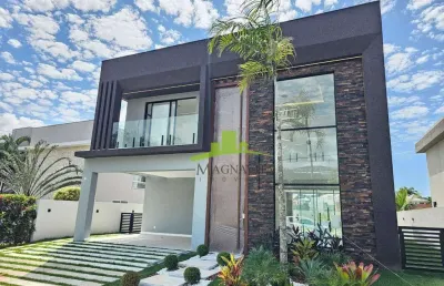 Casa a venda alphaville litoral norte 1 | possui 275,06m² | 4 suítes | piscina | área gourmet | 4 vagas | litoral norte | iluminação em led