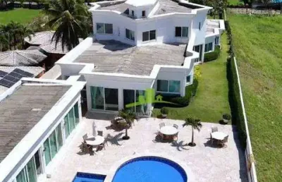 Casa a venda pé na areia litoral norte | 1.000m² | 5 suítes | beira mar | piscina | salão de jogos | quadra beach | casa em interlagos - bahia
