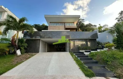 Alphaville 1 salvador, casa de luxo à venda, 400m², 4 suítes e varandas, gabinete, home theater, piscina prainha, cozinha gourmet e adega. alto padrão