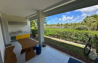Iberostar praia do forte, apartamento garden à venda, térreo, 85m² + 15m² de garden, 1/4  e sala, 2 banheiros. vista para o lago. porteira fechada!