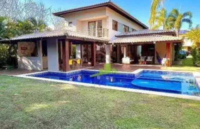 Casa de luxo porteira fechada à venda, condomínio das acácias, praia do forte, 424m², 4 suítes, piscina, energia solar. conforto e sofisticação!