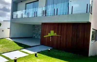 Alphaville litoral norte 1, casa mobiliada à venda 250m², 4 suítes, piscina, gourmet, energia solar – porteira fechada. alto padrão e sustentabilidade