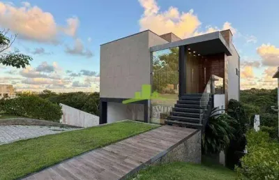 Alphaville litoral norte 2, casa de alto padrão à venda, 250m², 3/4, 2 suítes, piscina com borda infinita, gourmet. porteira fechada. camaçari, bahia