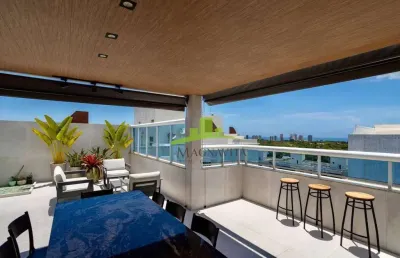 Cobertura duplex à venda no alpha park, alphaville salvador i, 144m², 3 quartos, 2 suítes, terraço gourmet, vista mar. alto padrão e lazer completo