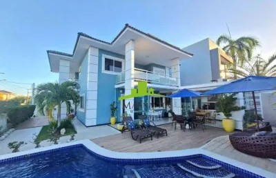 Reserva ecoville, casa 4 suítes à venda, 281m² construída, piscina, espaço gourmet, energia solar, automatizada, nascente. lauro de freitas