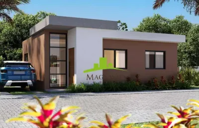 Lançamento line by dena. condomínio casas individuais, abrantes, 81m², 3 quartos, 1 suíte, garden privativo, fachada moderna, clube com 2.200m² lazer